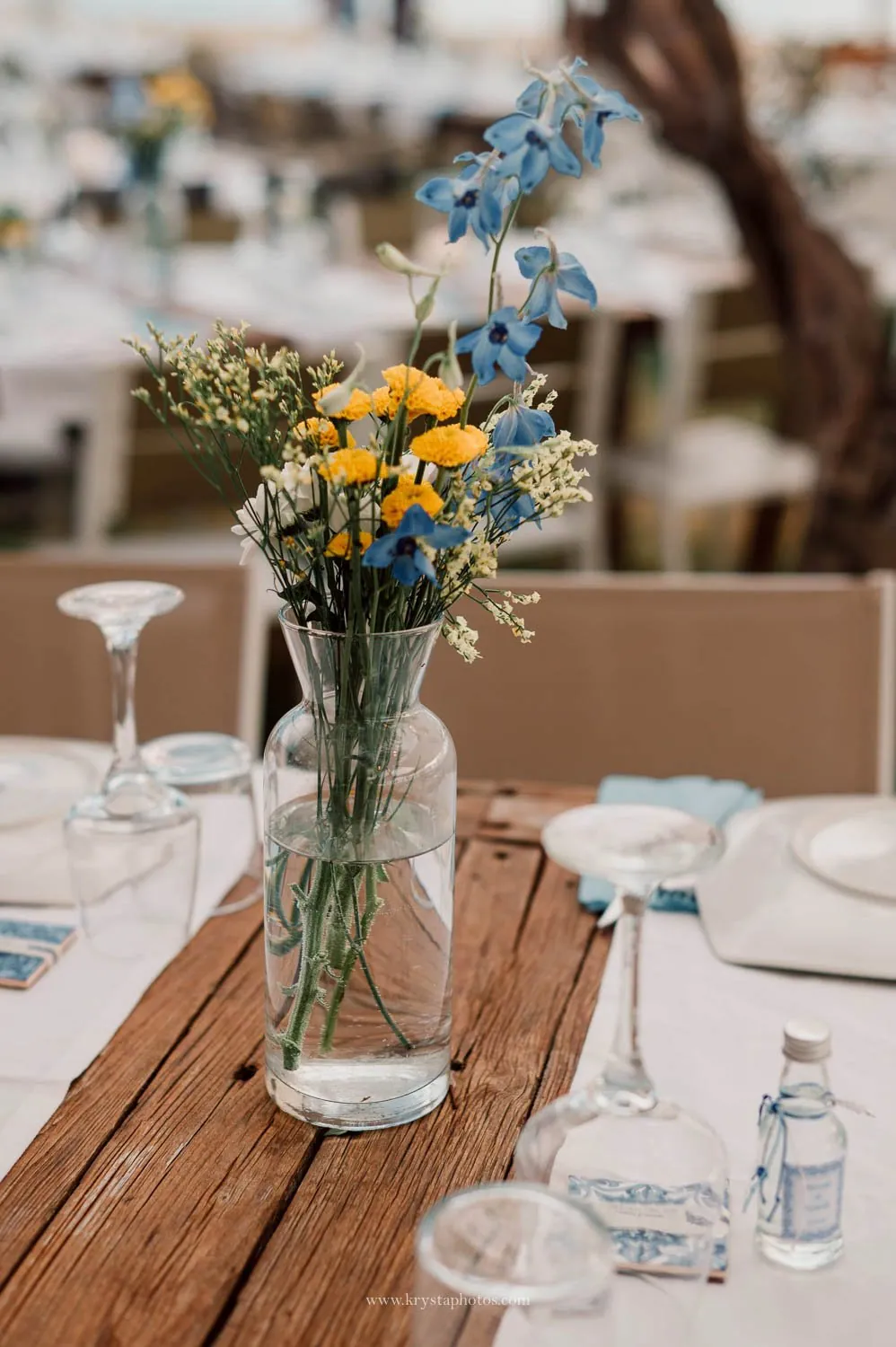 Greek island beach wedding table details